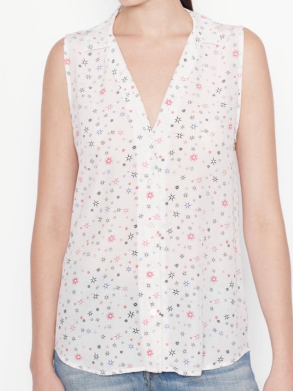 ·Equipment· White Stars Adalyn Silk Tank Top Size Small